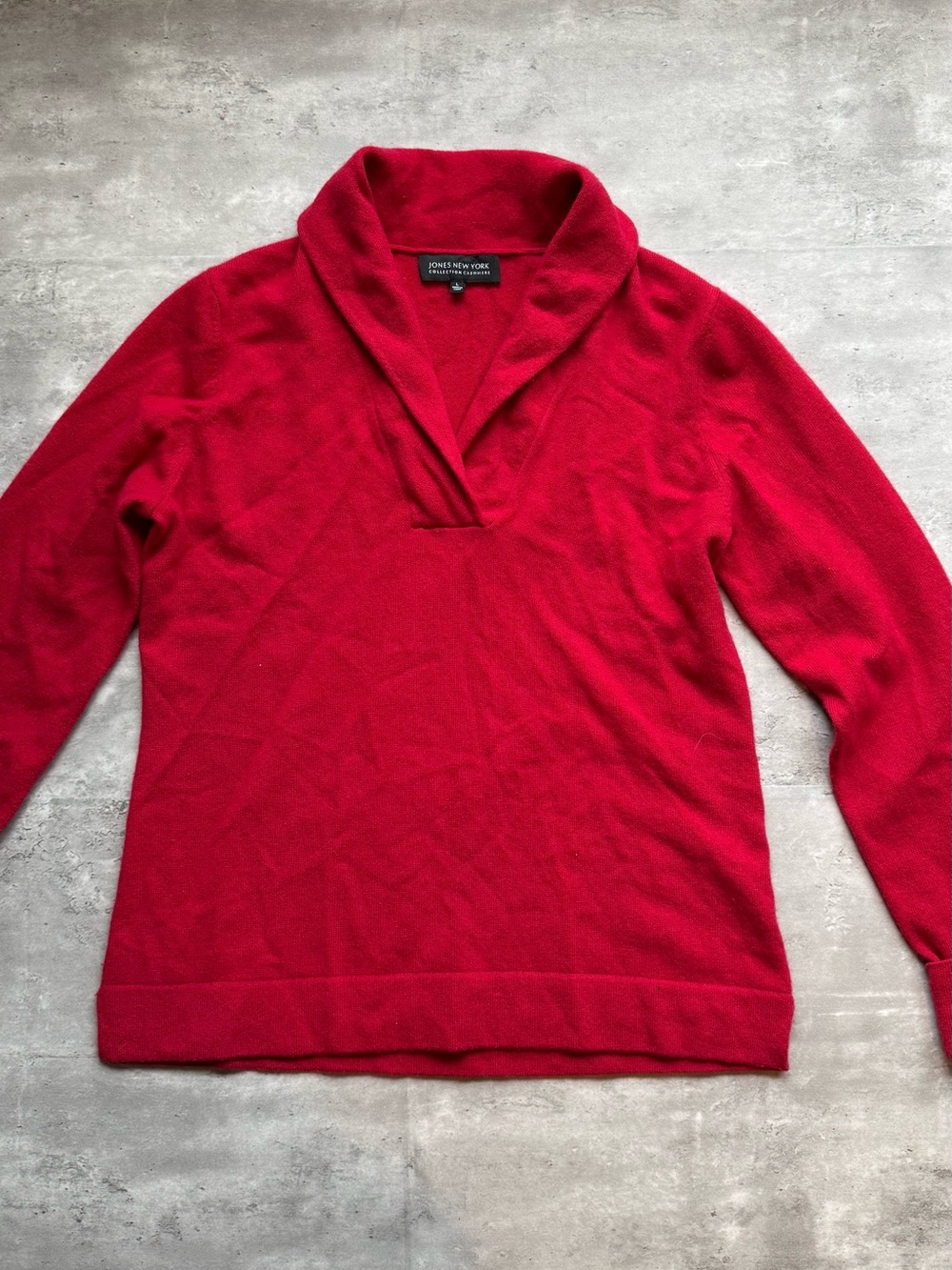 Cashmere Jones New York Bright Red Shawl-Collar Pullover Sweater